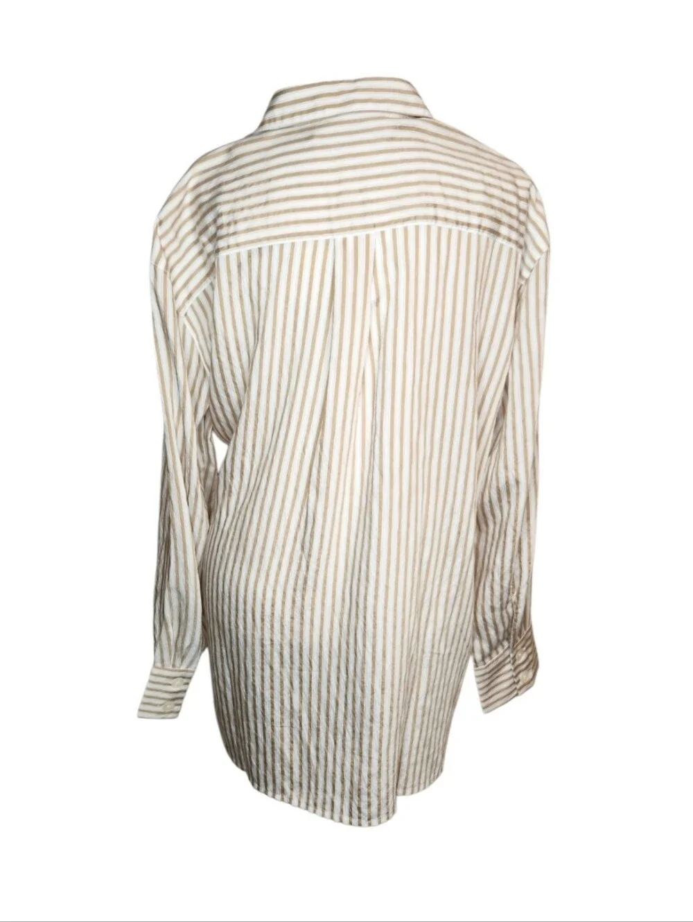 NEW Loft Beige Striped Top with Asymmetrical Tie Size Medium - Picture 3 of 7